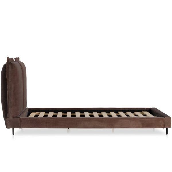 MEADOW COCOA VELVET UPHOLSTERED BED Online now - Image 4